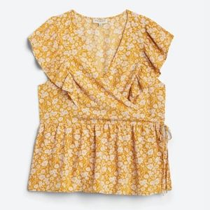 Skies are Blue Curvy flutter sleeves wrap front blouse 2x